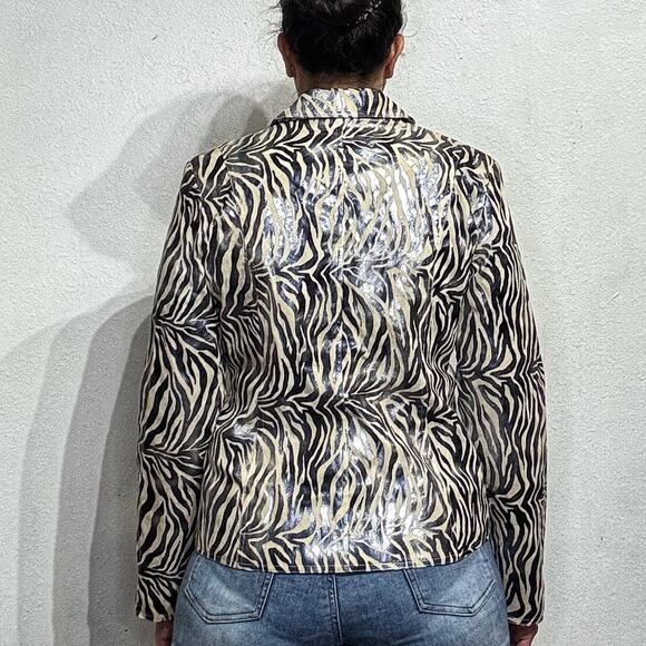 Bamboo Traders Silver Zebra Open Front Blazer Sz M - Picture 11 of 13